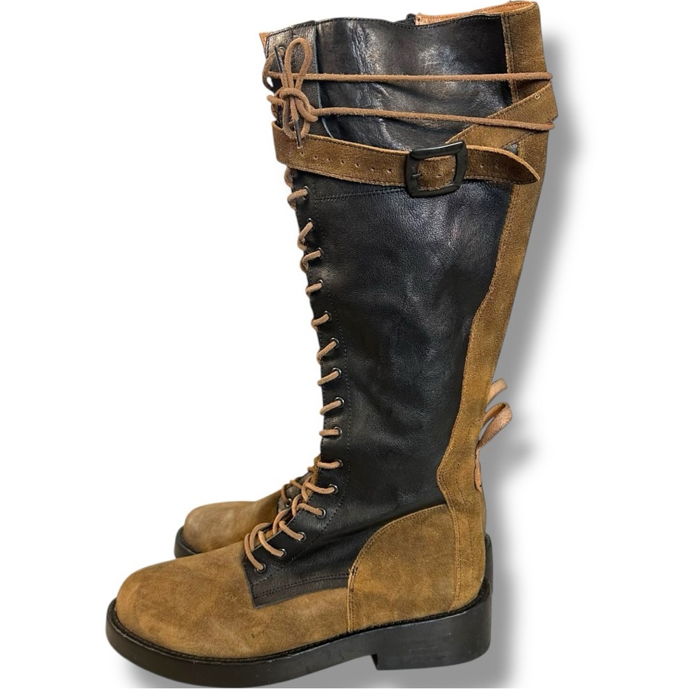Free People Utilitarian Combat Bowden Lace Up Knee High Boots in Espresso 40 10 - Picture 13 of 16